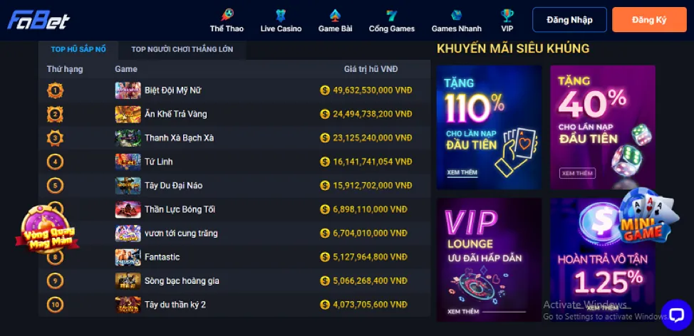 Đa dạng trò chơi cá cược tại vndwin nhà cái